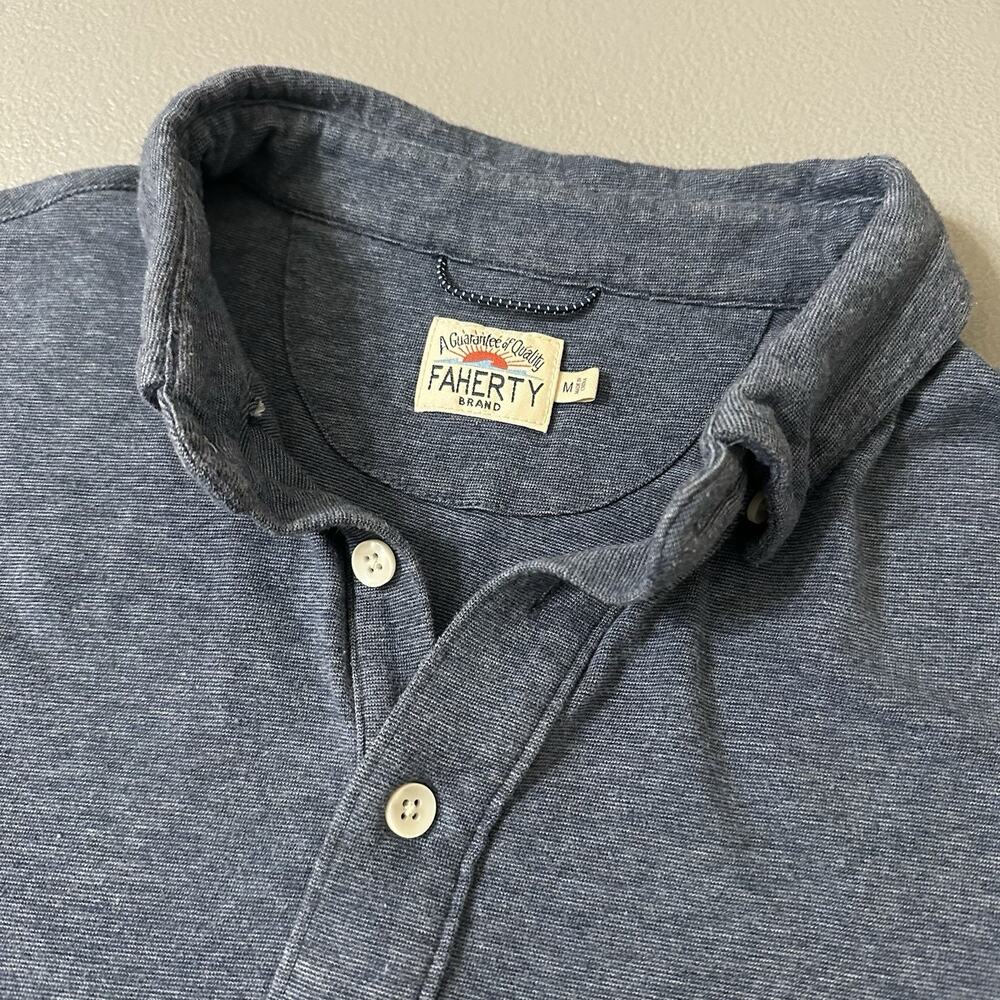 Faherty mens medium blue polo shirt.